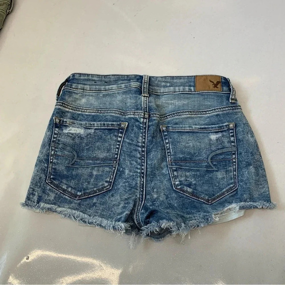 American Eagle Shorts Woman Lot 4 Hi Rise Shortie Super Stretch Blue Green Moto - Picture 5 of 16